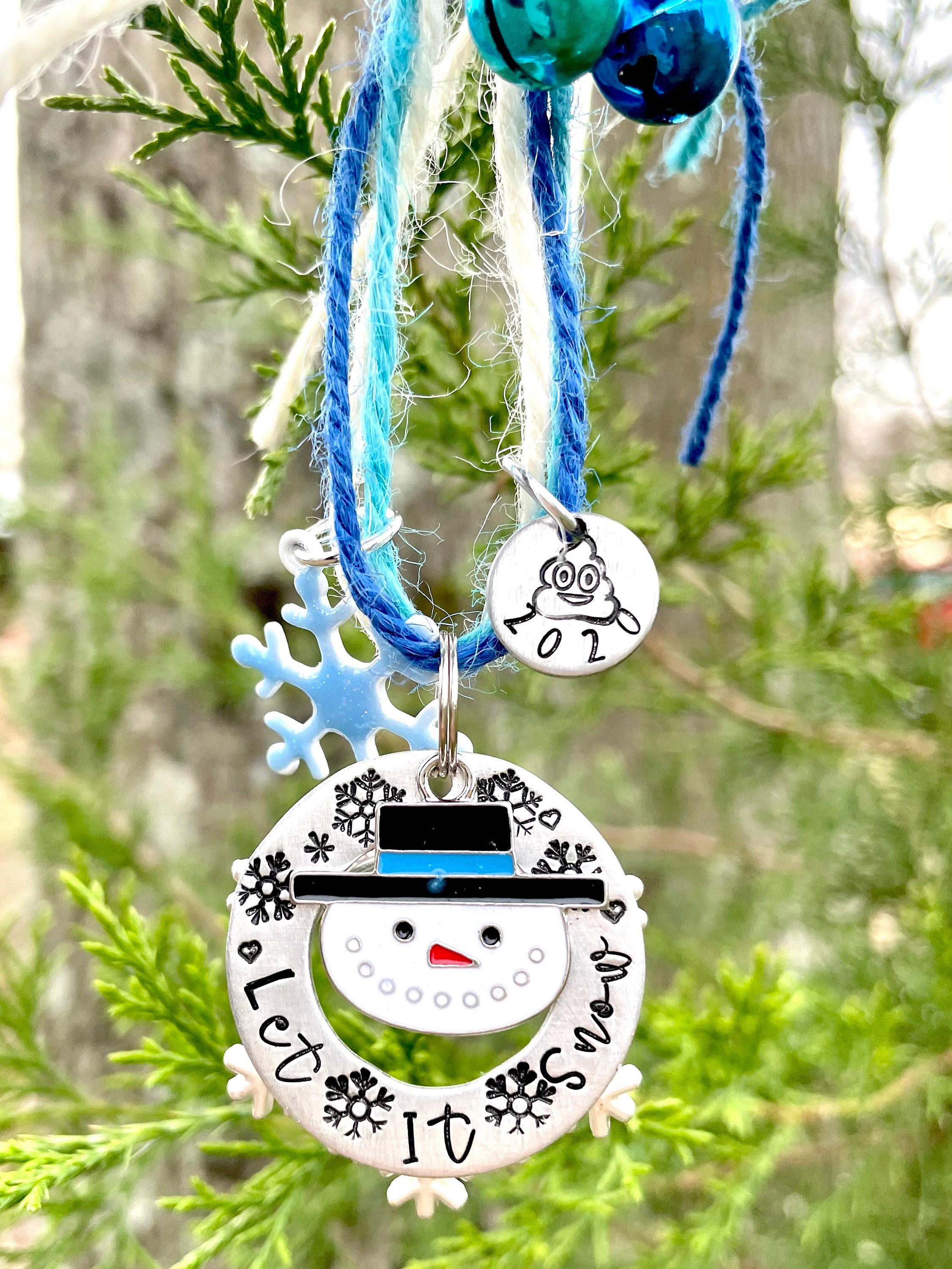 Let It Snow Ornament /Hand Stamped Ornament/Christmas | Etsy