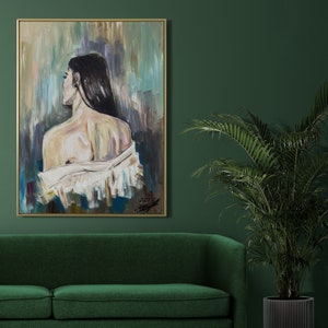 Woman's Acrylic Portrait, Acrylic Painting on Canvas, Original Art, Abstract Painting, Portrait Art, Woman figure art, Large Wall Art image 1