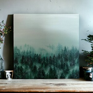 Landscape Hand Oil Painting Green Forest Painting Living Room Decor Woods Oil Painting Green Nature Wall Art Forest Wall Art Christmas Gift