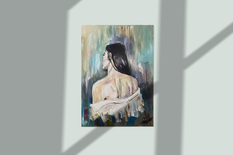 Woman's Acrylic Portrait, Acrylic Painting on Canvas, Original Art, Abstract Painting, Portrait Art, Woman figure art, Large Wall Art image 6