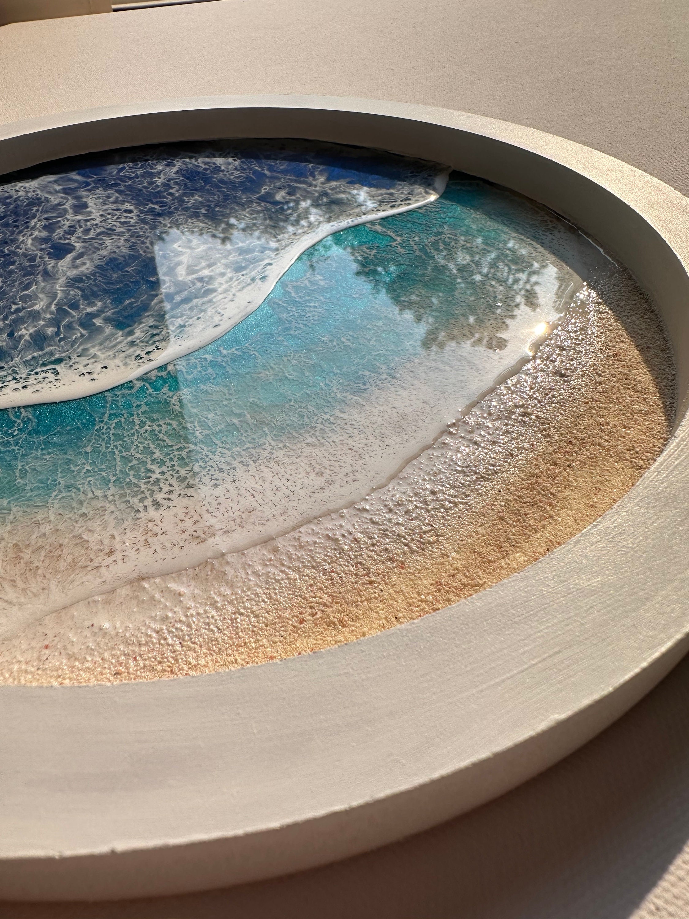 Resin Wall Art, Round Epoxy Resin Ocean Wall Art, Ocean Resin Wall