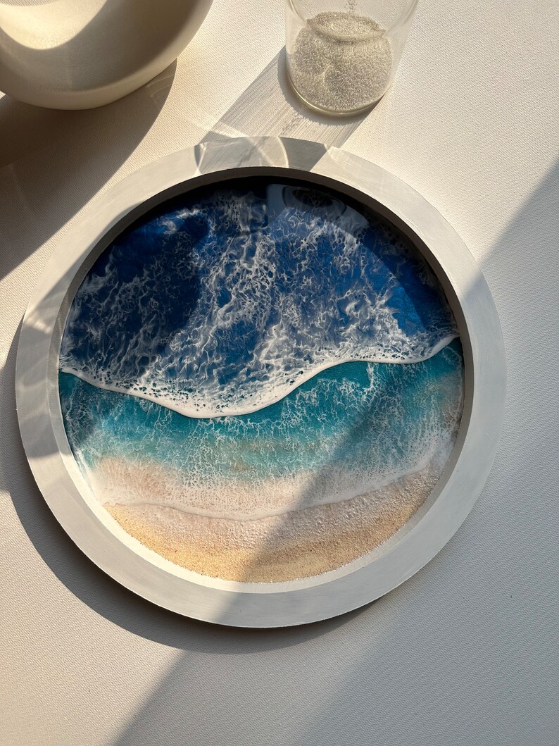 Resin Wall Art, Round Epoxy Resin Ocean Wall Art, Ocean Resin Wall