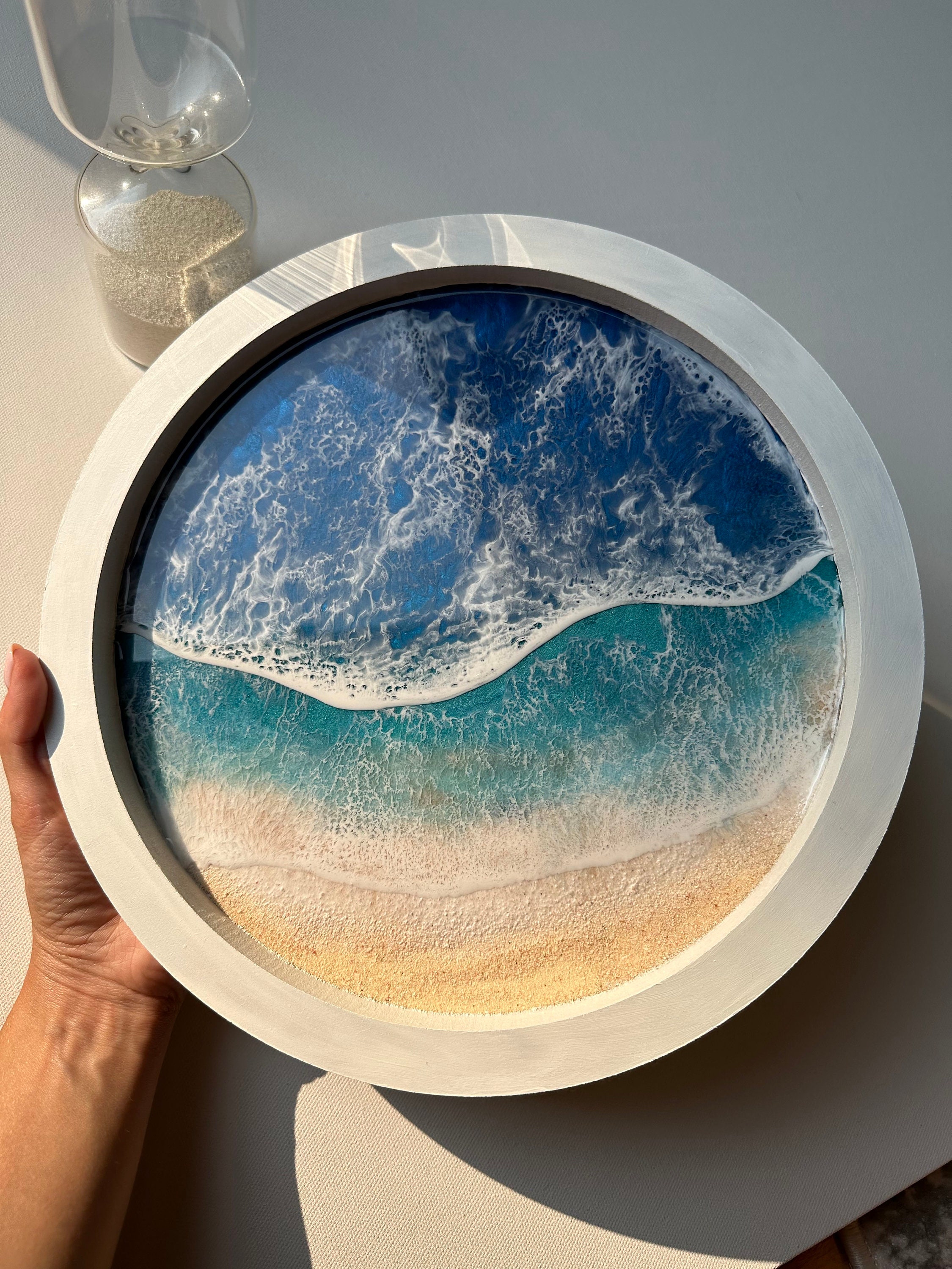 Resin Wall Art, Round Epoxy Resin Ocean Wall Art, Ocean Resin Wall