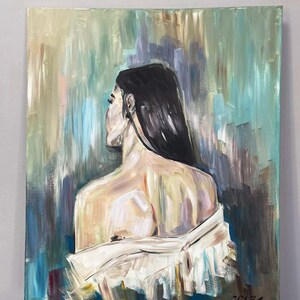 Woman's Acrylic Portrait, Acrylic Painting on Canvas, Original Art, Abstract Painting, Portrait Art, Woman figure art, Large Wall Art image 7