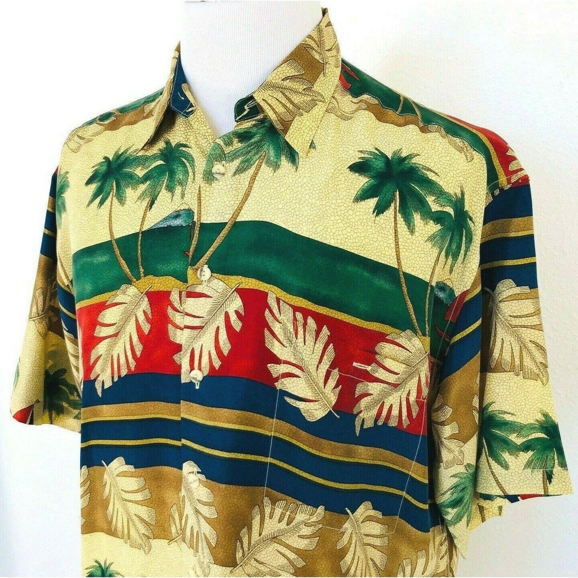 Vintage Burma Bibas 100% Silk Tropical Aloha Camp Shirt Mens | Etsy