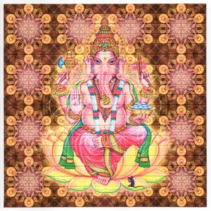 Arte psichedelica della carta assorbente // GANESHA Fiore della vita // 400 colpi 17,5 cm x 17,5 cm alias GFOL#8