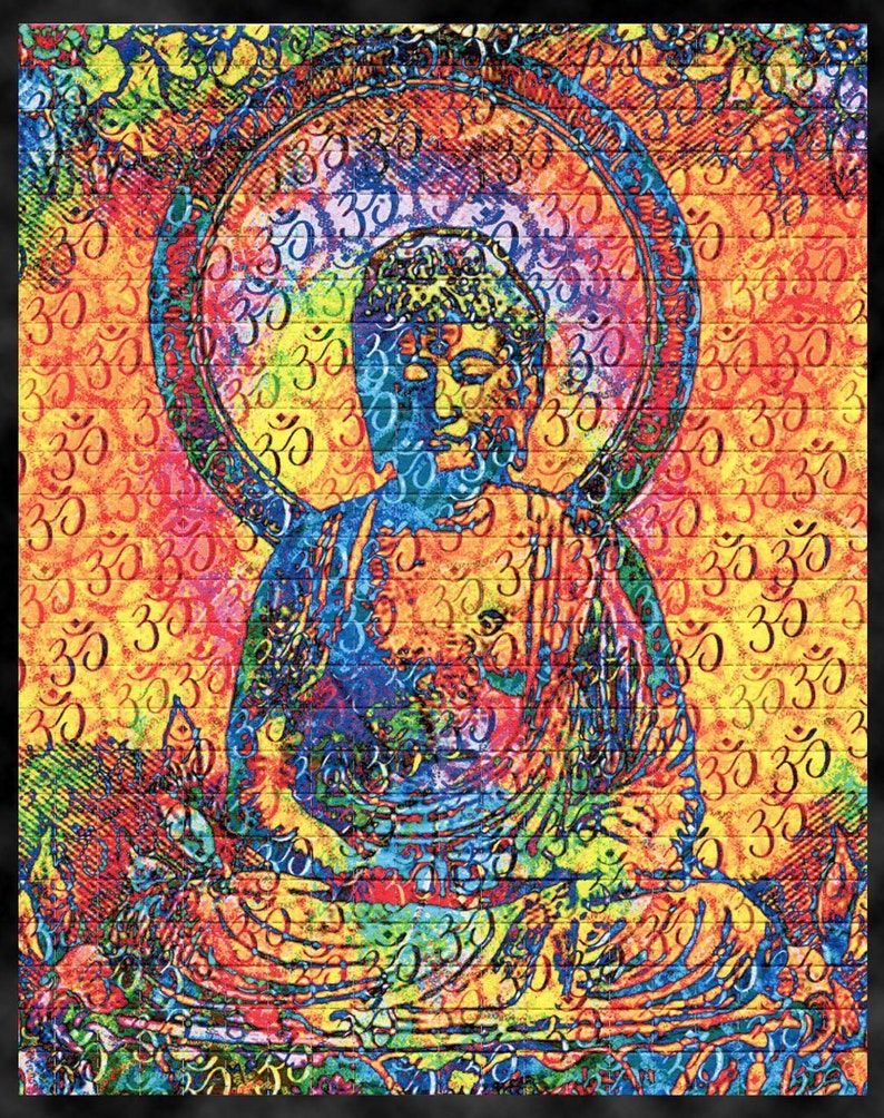 Psychedelic Blotter Art // HUMANOT Buddha // 500 Hits 21.5 cm x 17.5 cm aka HUM6 image 1