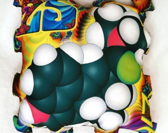 Psychedelic Blotter Art shaped Cushion  // ALBERT HOFMANN Delysid Molecule // approx. 25cm x 25 cm