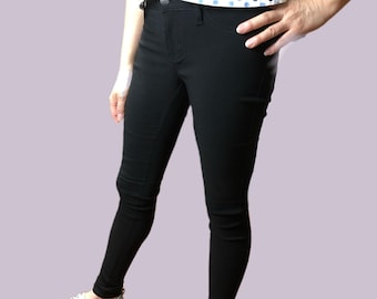 black Stretchy Jeans. Low-Rise slim fit, soft and comfortable.
