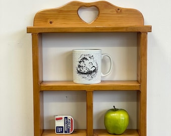 Vintage wooden pine wall hanging small display shelf