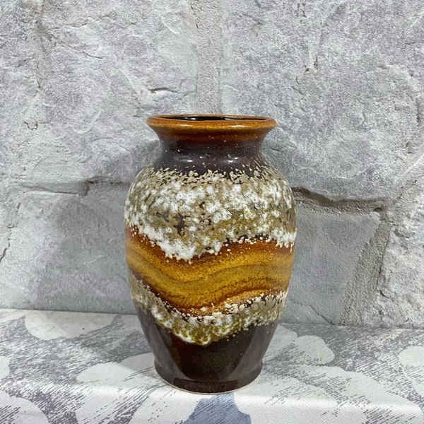 Dümler & Breiden West Germany vase mottled earthy brown cream colours and textured glaze