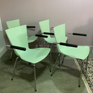 Set of 4 Italian postmodern Segis dining / office chairs by Carlo Bartoli