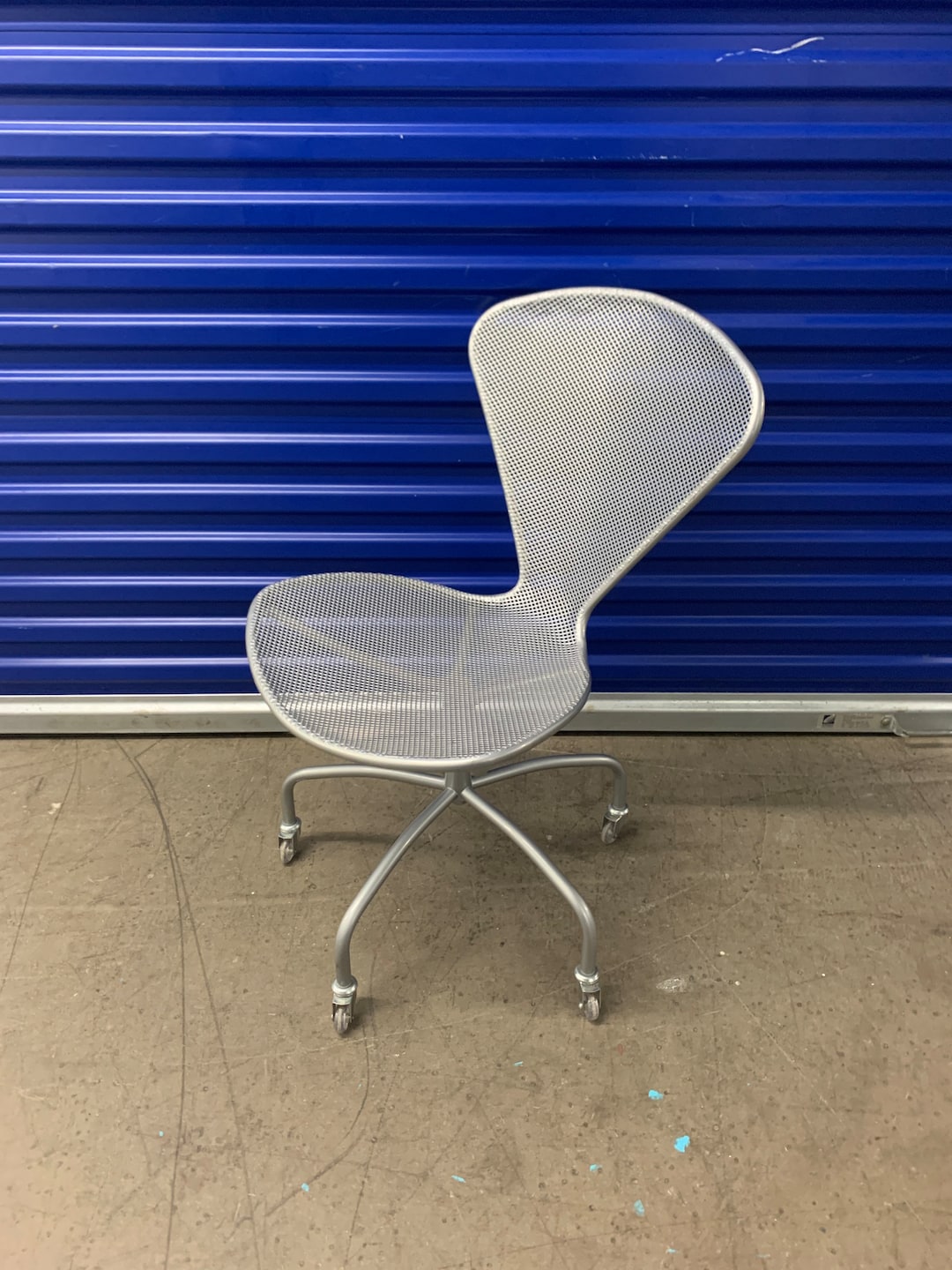 EMU Italian Silver Metal Wire Mesh Office Chair on Castors Etsy