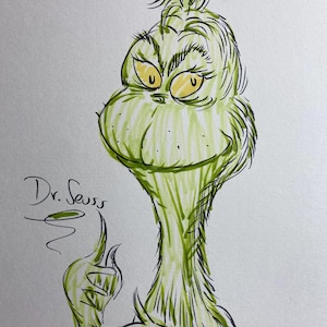 Grinch, zeichnung, Kunst, Original, Not Print, Kinderbuch, Illustration, Eier und Schinken, Weihnachten