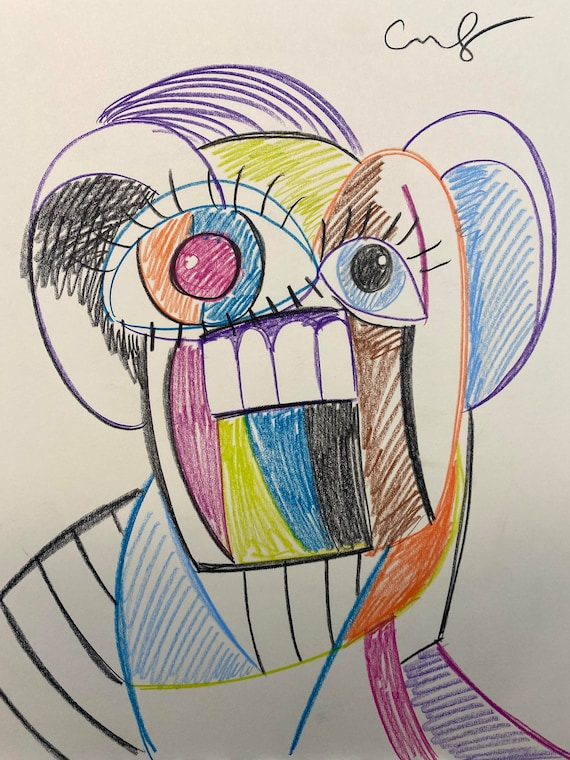 絵画 What do you mean George Condo, Original, Signed, Drawing, Painting, Art, Artwork