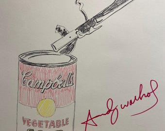 Andy Warhol, dibujo original encontrado en el patrimonio, pintura, arte, obra de arte, Campbell Soup, arte pop,