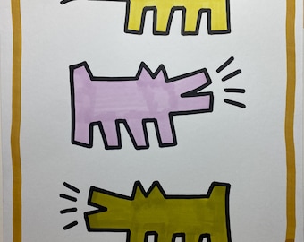 Haring , Original, Signed, Haring, drawing, painting, art, artwork, Pop art, graffiti, street art,