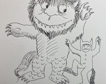 Maurice Sendak, drawing, painting, Sendak, Original, Not Print, Where the wild things are, illustration