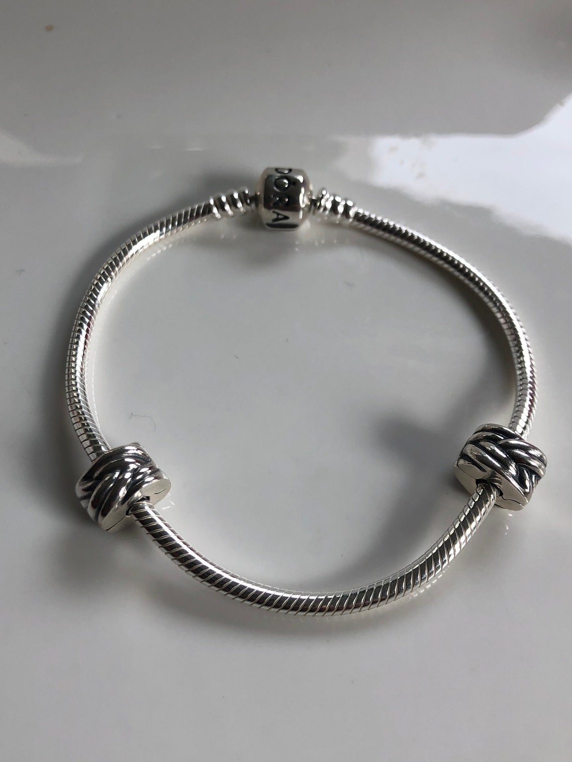 Pandora Charm Bracelet With 2 Clips Sterling Silver 925/ALE/ Etsy