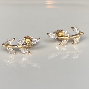 14kt Yellow Gold and Diamond Leaf Climbers
