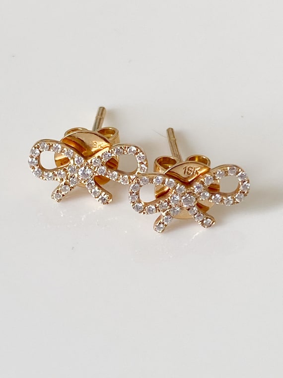 Bow earrings deals rose gold