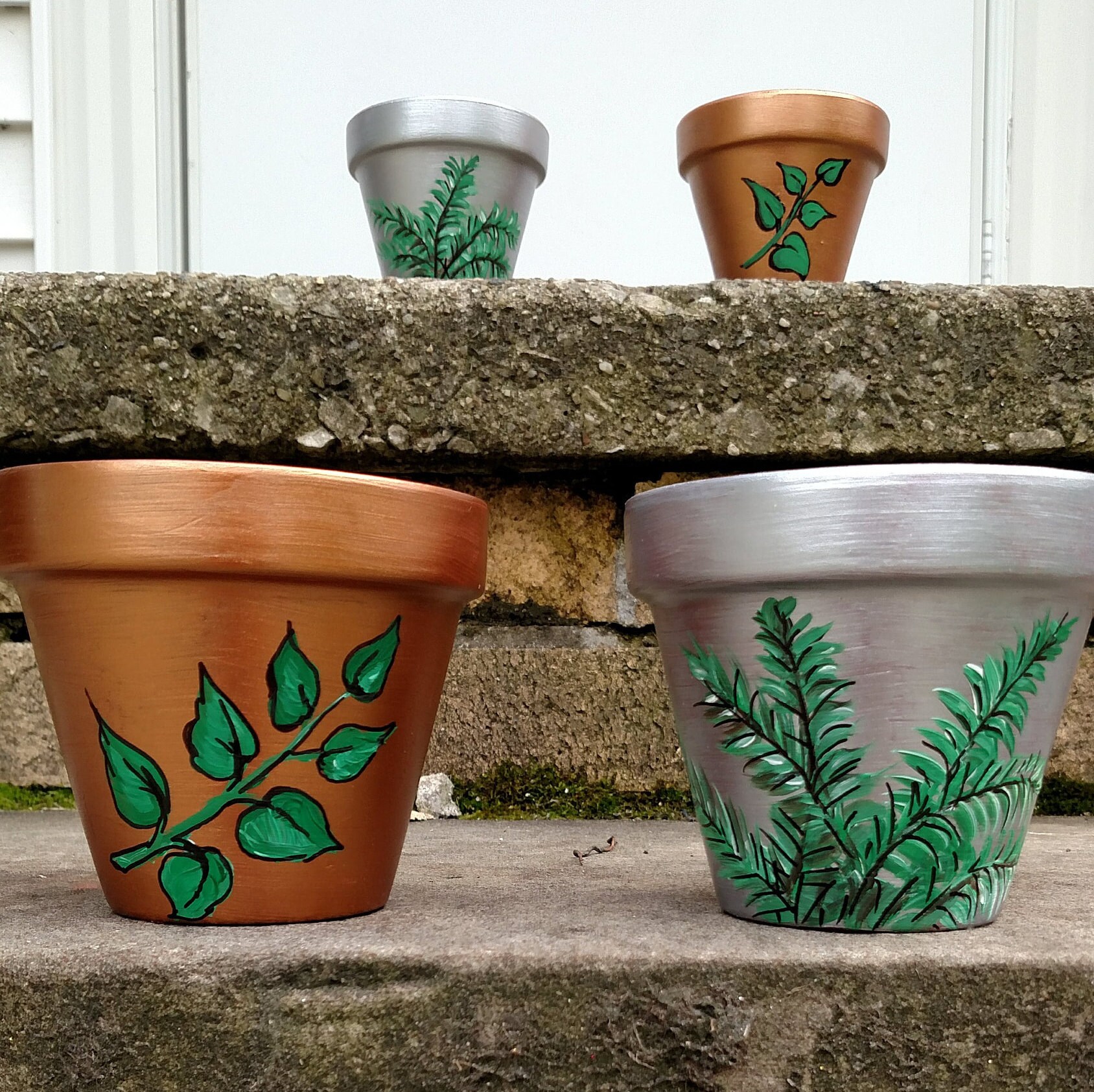 Metallic Gold or Silver Handpainted Terra Cotta Pots With Etsy