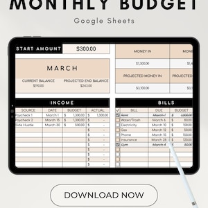 Monthly Budget Spreadsheet Google Sheets Budget Tracker Expense Tracker Bill Tracker