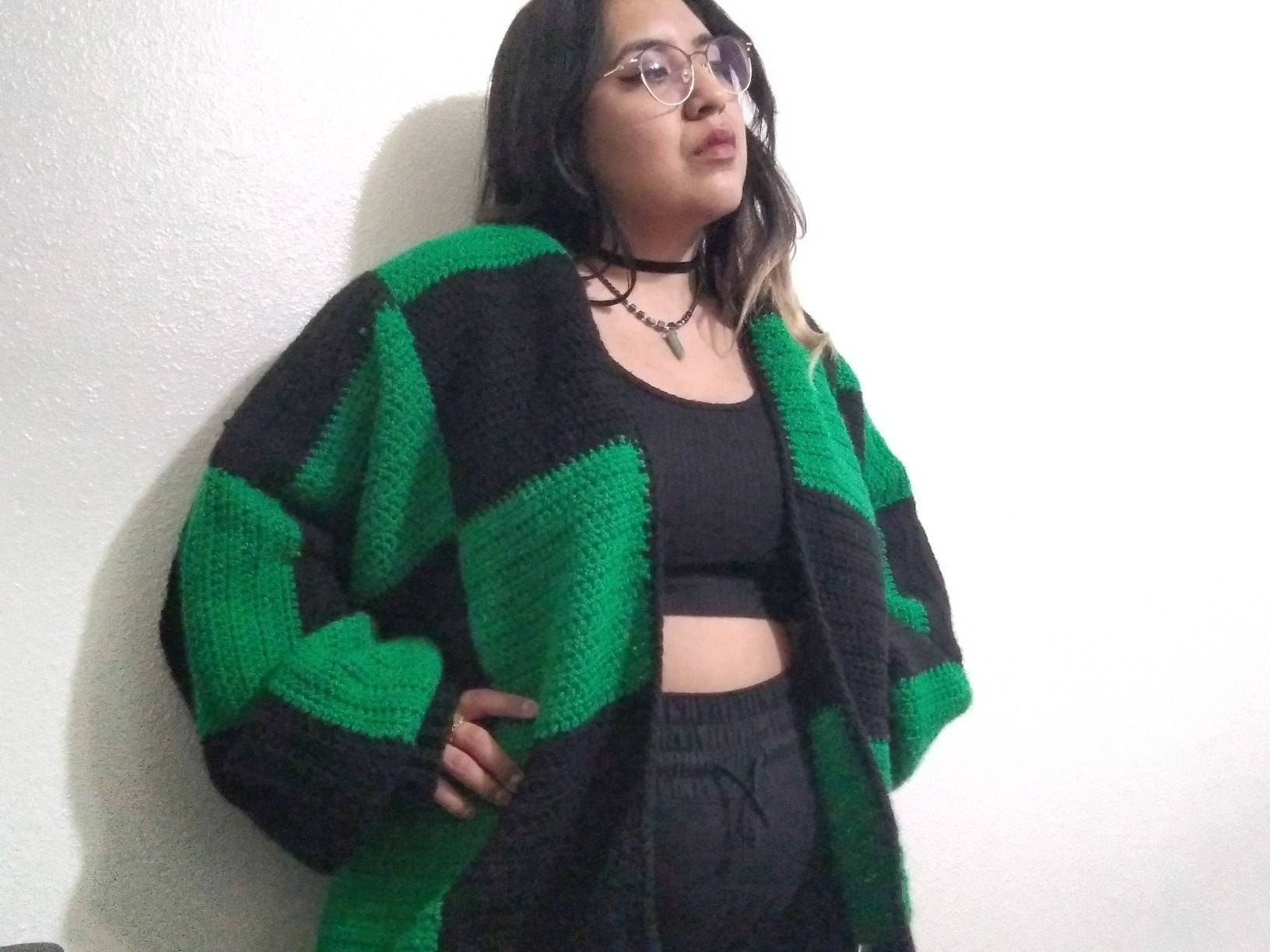PRE-ORDER Checkered Crochet Bomber 