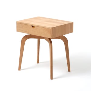 Mid century modern solid oak nightstand with drawer, midcentury bedside table