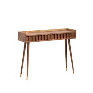 Console hallway table walnut wood, entryway table with two drawers, mid century modern, hallway table