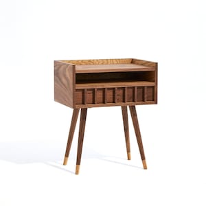 Mid century modern nightstand, end table with solid walnut drawer and legs, walnut wood, midcentury bedside table, side table