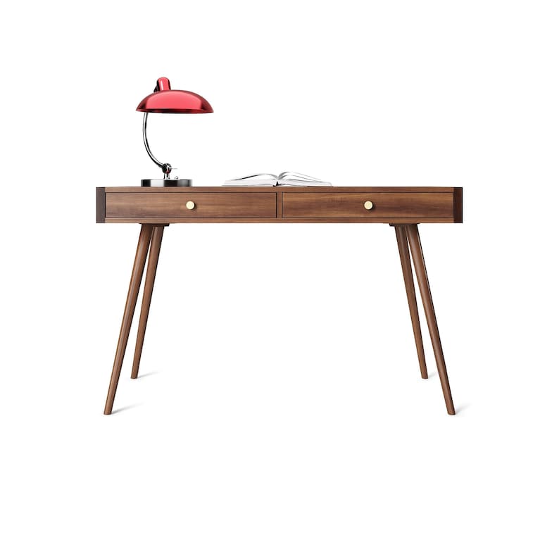 Mid-century Modern Walnut Desk With Drawers, Solid Wood Office Desk - Etsy