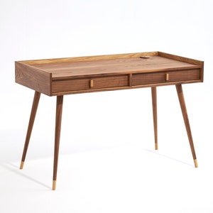 Walnut office desk with two solid walnut drawers and legs, bureau, mid century modern, study desk, walnut, modern