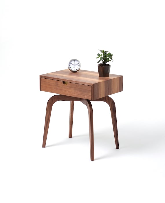 Walnut nightstand mid century modern deals