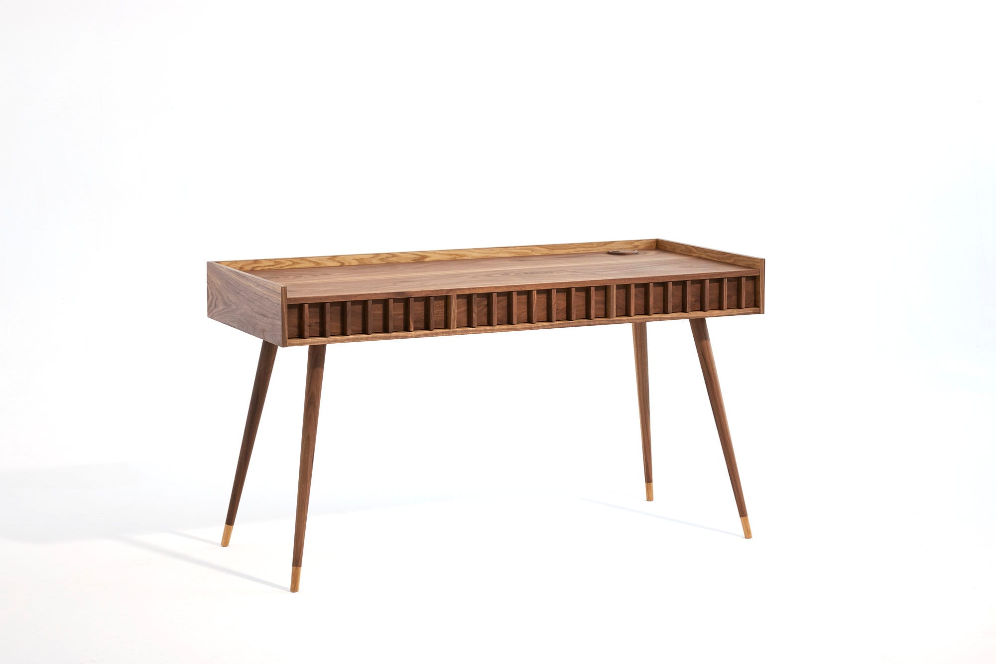 Mid-century Modern Walnut Office Desk With Drawers, Solid Wood Legs - Etsy