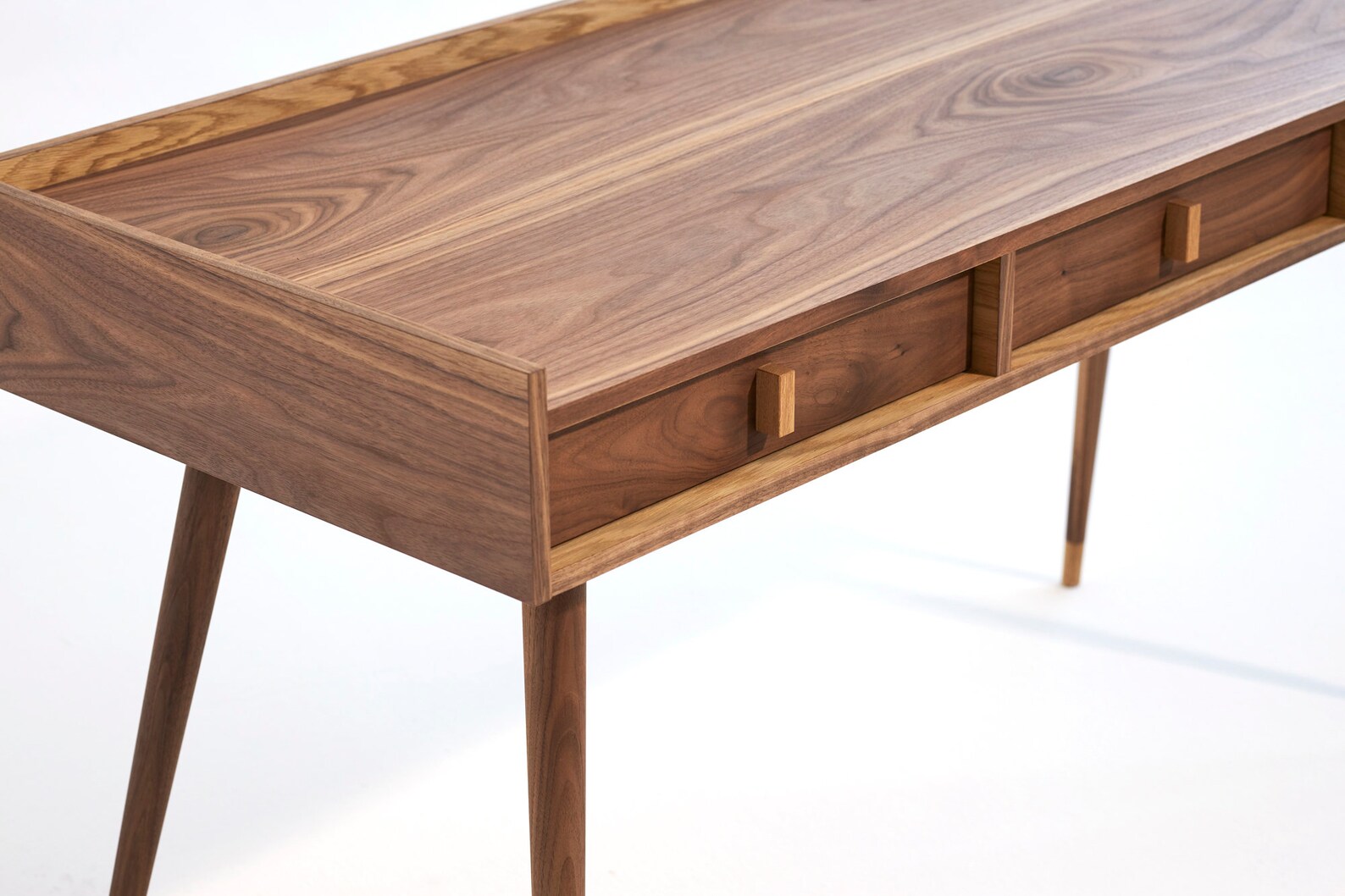 Walnut office desk with three solid walnut drawers and legs | Etsy