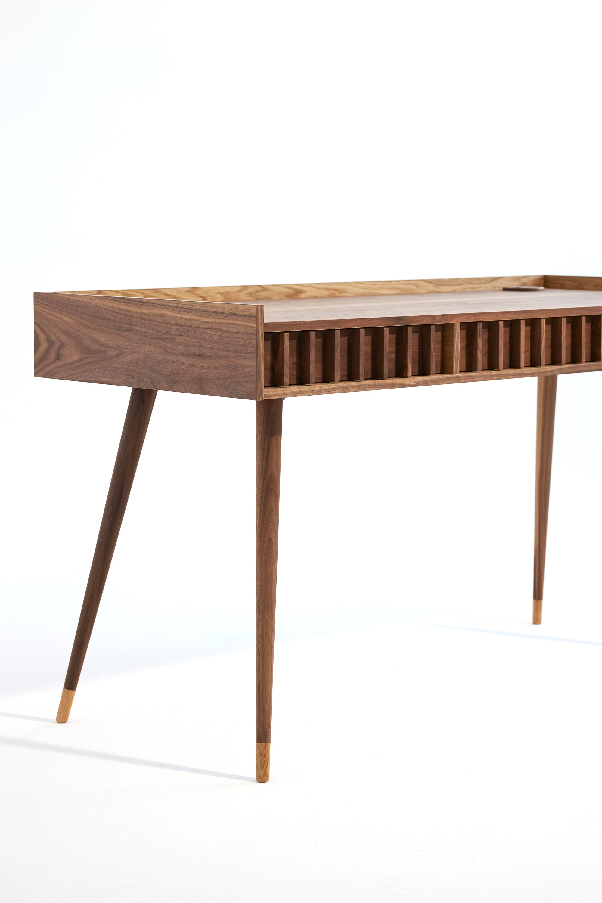 Mid-century Modern Walnut Office Desk With Drawers, Solid Wood Legs - Etsy