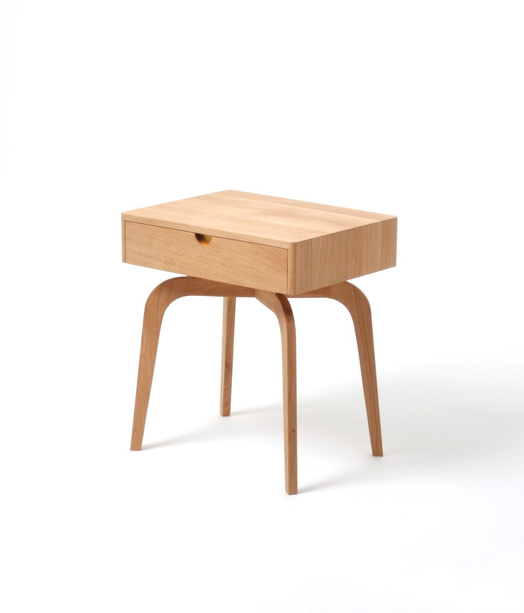 Mid-Century Modern Minimalist 1-Drawer Nightstand – Coastal Oak