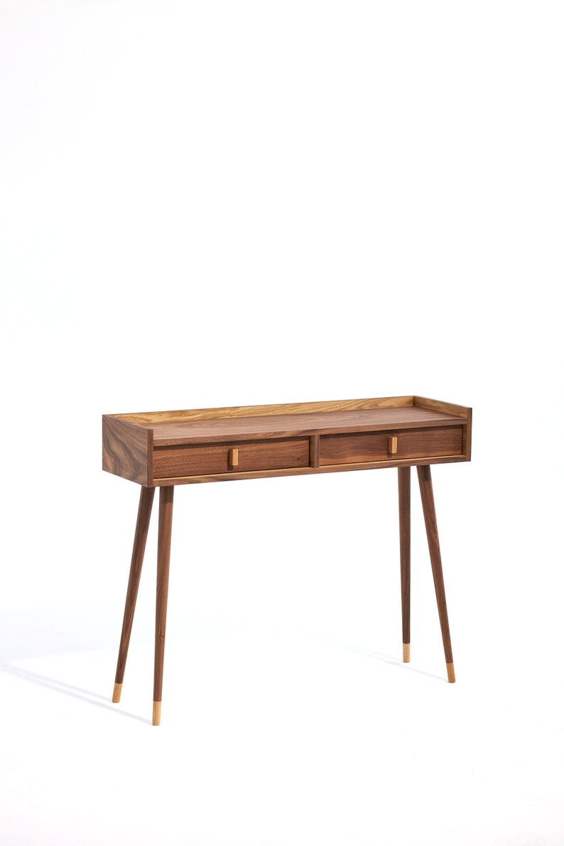 Console Hallway Table Walnut Wood Entryway Table With Two Etsy UK