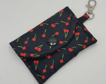 Cherry AirPods Case Keychain, Handmade Fabric Earbud Pouch, Cute Cherry Keychain, AirPod Holder, Small Tech Accessory Gift