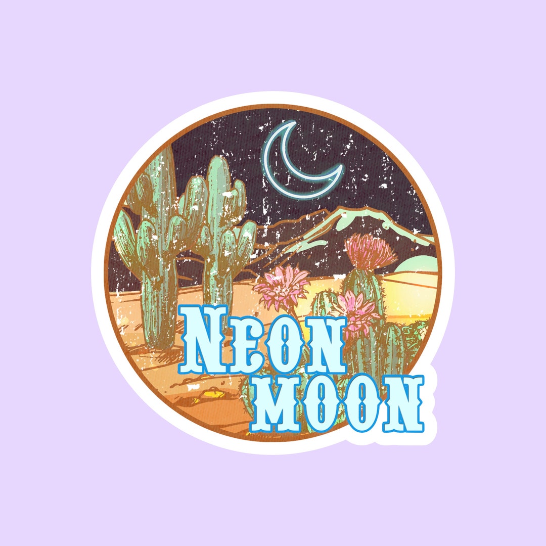 Neon Moon Sticker, Country Music Sticker, Country Western Desert Design ...