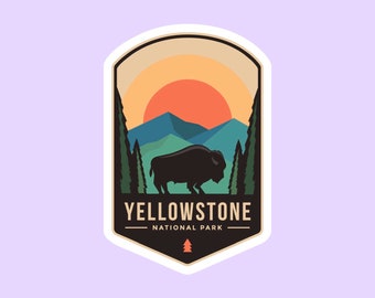 Autocollant de parc national de Yellowstone, autocollants d'insigne de parc national, impressions de parc national