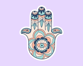 Hamsa Aufkleber, Hamsa Hand Aufkleber, türkischer Nazar Aufkleber, Evil Eye Aufkleber, ästhetische Aufkleber, Scrapbook Aufkleber, Schutz Emblem Symbol