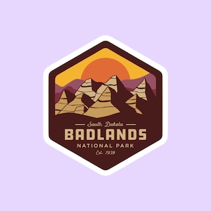 Badlands National Park Sticker, National Park Badge Stickers, National Park Prints