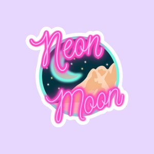 Autocollant de lune de néon, autocollant de musique country, conception de désert occidental de pays, autocollants d'ordinateur portable de Macbook, autocollants d'album, cadeaux d'autocollant