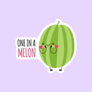 One In A Melon Sticker, Funny Laptop Macbook Stickers,  Motivational Stickers, Aesthetic Stickers, Scrapbook Stickers