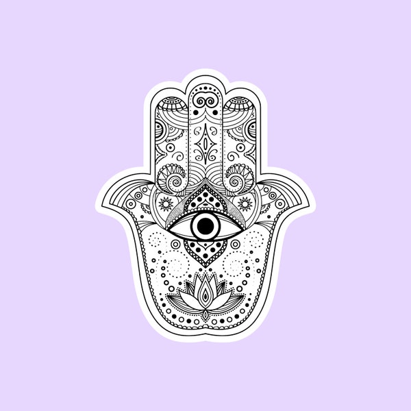 Hamsa Sticker, Hamsa Hand Sticker, Turkish Nazar Sticker, Evil Eye Sticker, Aesthetic Stickers, Scrapbook Stickers, Protective Emblem Symbol