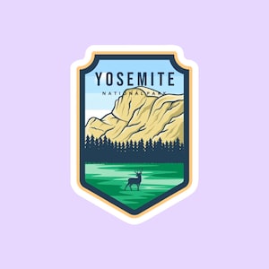 Yosemite National Park Sticker, National Park Badge Stickers, National Park Prints