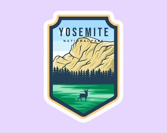 Yosemite National Park Sticker, National Park Badge Stickers, National Park Prints