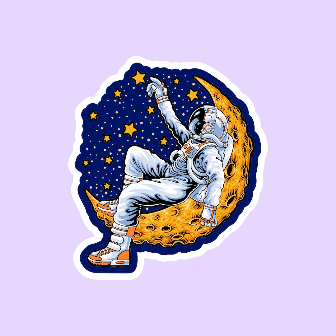 Buy Astronaut Lying on the Moon Sticker, Cool Stickers, Laptop